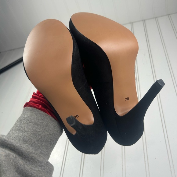 Talbots Black Suede Platform Stiletto Heel Pumps Womenโs Size 7B - Picture 4 of 9